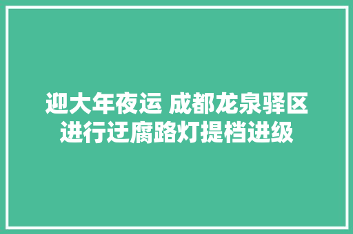 迎大年夜运 成都龙泉驿区进行迂腐路灯提档进级