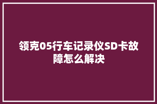 领克05行车记录仪SD卡故障怎么解决