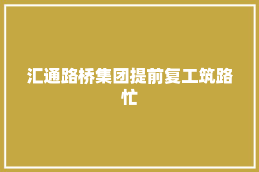汇通路桥集团提前复工筑路忙