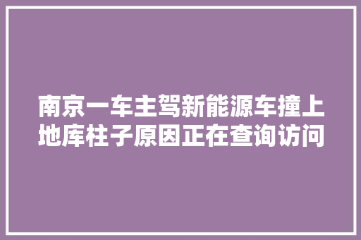 南京一车主驾新能源车撞上地库柱子原因正在查询访问中