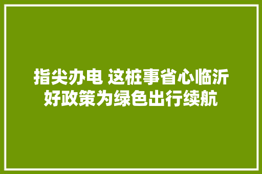 指尖办电 这桩事省心临沂好政策为绿色出行续航