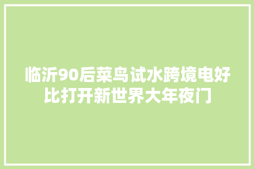 临沂90后菜鸟试水跨境电好比打开新世界大年夜门