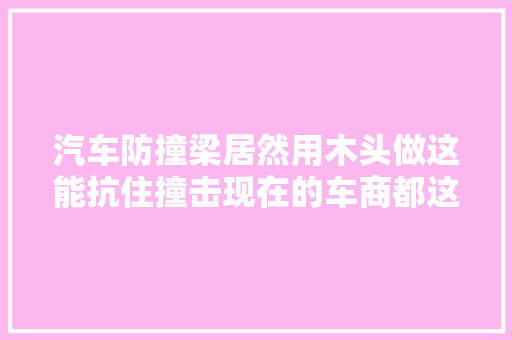汽车防撞梁居然用木头做这能抗住撞击现在的车商都这么黑了