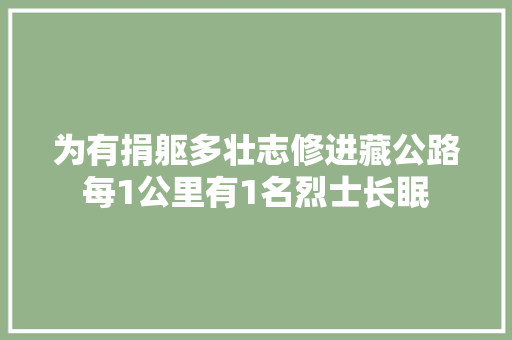 为有捐躯多壮志修进藏公路每1公里有1名烈士长眠