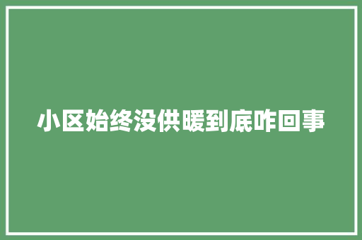小区始终没供暖到底咋回事