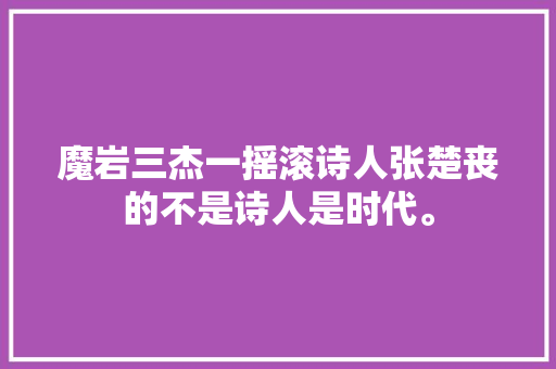 魔岩三杰一摇滚诗人张楚丧的不是诗人是时代。