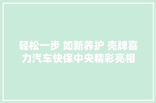 轻松一步 如新养护 壳牌喜力汽车快保中央精彩亮相