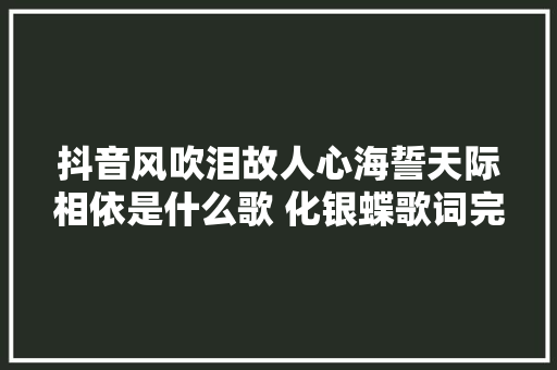 抖音风吹泪故人心海誓天际相依是什么歌 化银蝶歌词完整版
