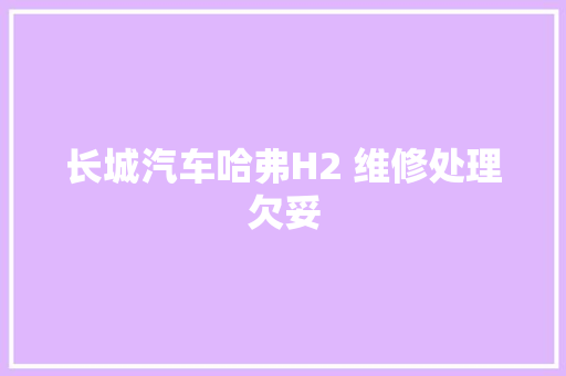 长城汽车哈弗H2 维修处理欠妥