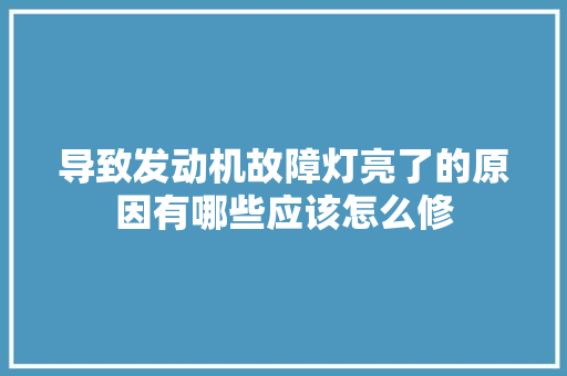 导致发动机故障灯亮了的原因有哪些应该怎么修