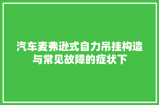 汽车麦弗逊式自力吊挂构造与常见故障的症状下