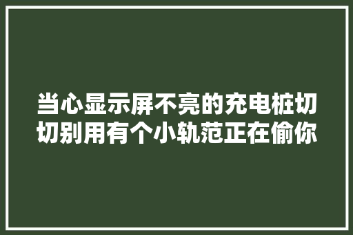 当心显示屏不亮的充电桩切切别用有个小轨范正在偷你的钱