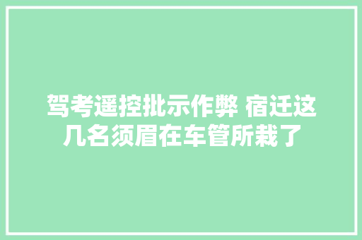 驾考遥控批示作弊 宿迁这几名须眉在车管所栽了