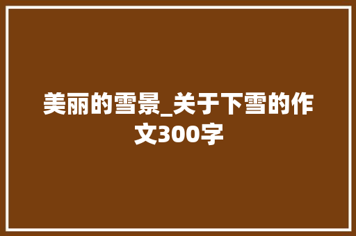 美丽的雪景_关于下雪的作文300字