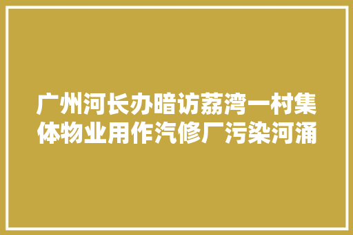广州河长办暗访荔湾一村集体物业用作汽修厂污染河涌多年未改