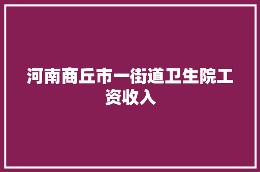 河南商丘市一街道卫生院工资收入