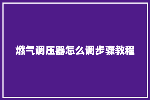燃气调压器怎么调步骤教程 汽车知识