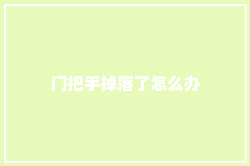 门把手掉落了怎么办