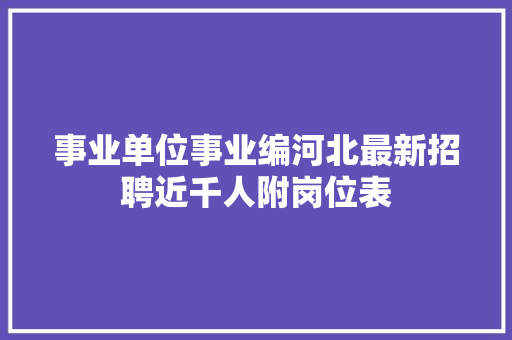 事业单位事业编河北最新招聘近千人附岗位表