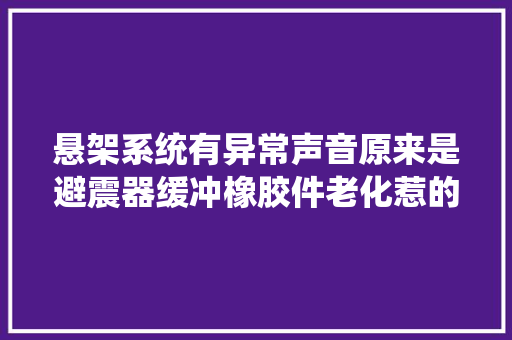 悬架系统有异常声音原来是避震器缓冲橡胶件老化惹的祸 汽车知识