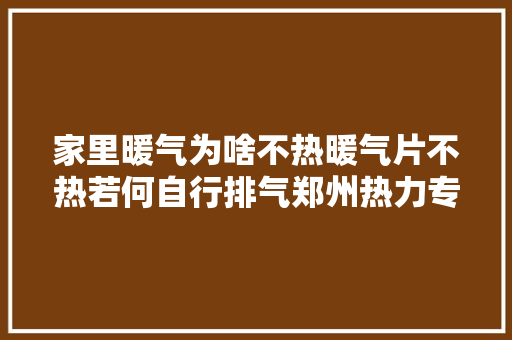 家里暖气为啥不热暖气片不热若何自行排气郑州热力专家坐诊河南商报现场答疑