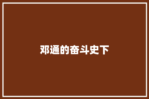 邓通的奋斗史下