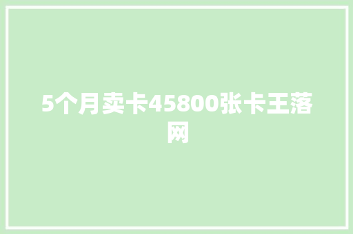 5个月卖卡45800张卡王落网