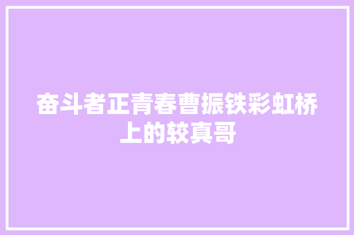 奋斗者正青春曹振铁彩虹桥上的较真哥