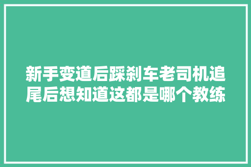 新手变道后踩刹车老司机追尾后想知道这都是哪个教练教的