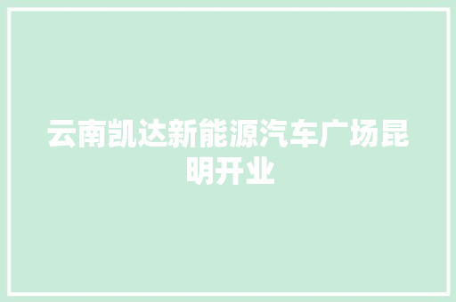 云南凯达新能源汽车广场昆明开业 汽车知识
