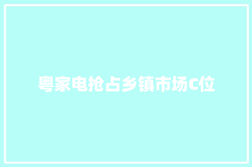 粤家电抢占乡镇市场C位
