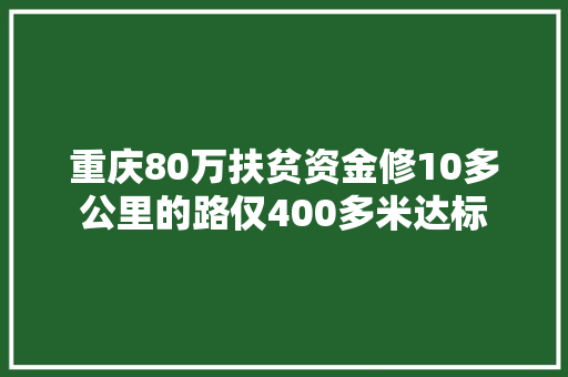 重庆80万扶贫资金修10多公里的路仅400多米达标