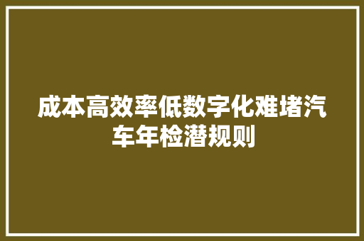 成本高效率低数字化难堵汽车年检潜规则
