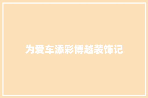 为爱车添彩博越装饰记