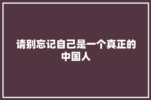 请别忘记自己是一个真正的中国人 休闲娱乐