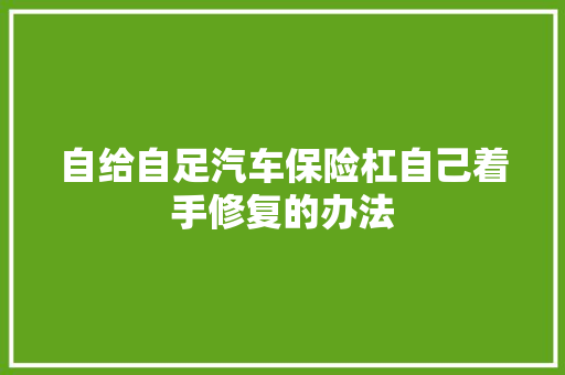 自给自足汽车保险杠自己着手修复的办法