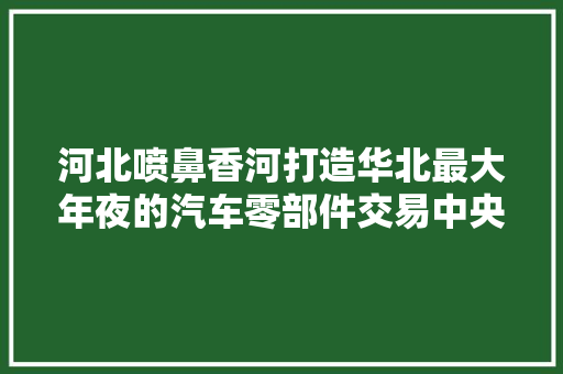 河北喷鼻香河打造华北最大年夜的汽车零部件交易中央