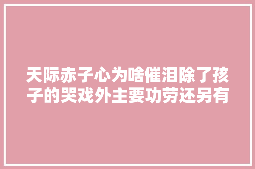 天际赤子心为啥催泪除了孩子的哭戏外主要功劳还另有其道