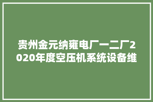 贵州金元纳雍电厂一二厂2020年度空压机系统设备维修保养做事