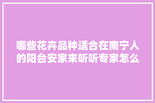 哪些花卉品种适合在南宁人的阳台安家来听听专家怎么说