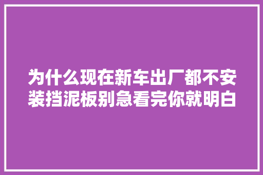 为什么现在新车出厂都不安装挡泥板别急看完你就明白了