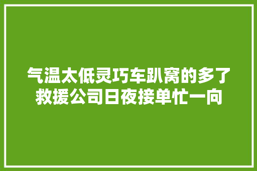 气温太低灵巧车趴窝的多了救援公司日夜接单忙一向