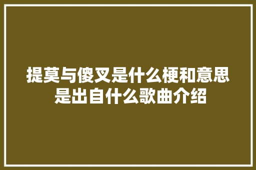 提莫与傻叉是什么梗和意思 是出自什么歌曲介绍 休闲娱乐
