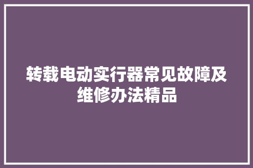 转载电动实行器常见故障及维修办法精品