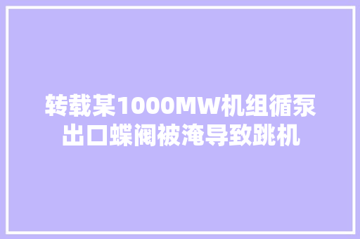 转载某1000MW机组循泵出口蝶阀被淹导致跳机