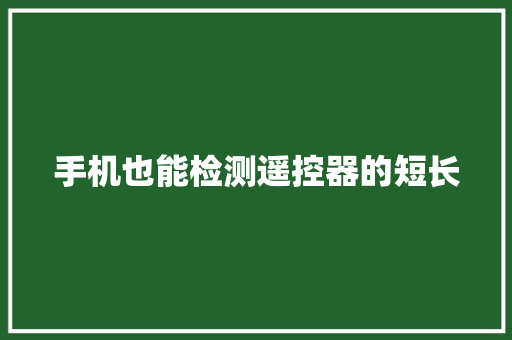 手机也能检测遥控器的短长