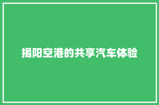 揭阳空港的共享汽车体验