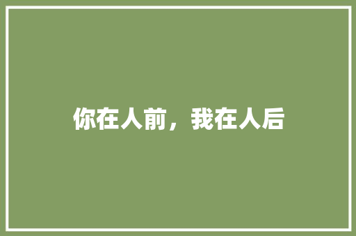 你在人前，我在人后