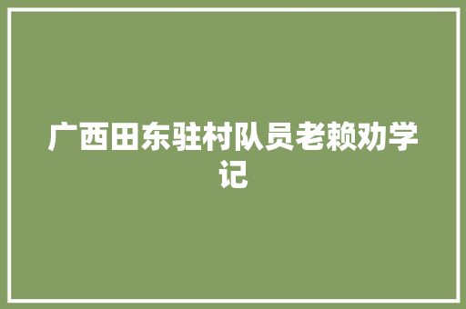 广西田东驻村队员老赖劝学记