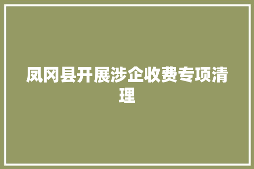 凤冈县开展涉企收费专项清理